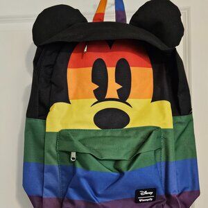 Disney Parks Loungefly Mickey Mouse with Ears Rainbow Pride Large Backpack NWOT